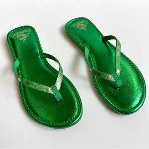 Consuela Metallic Green Flip Flops Size M 7/8